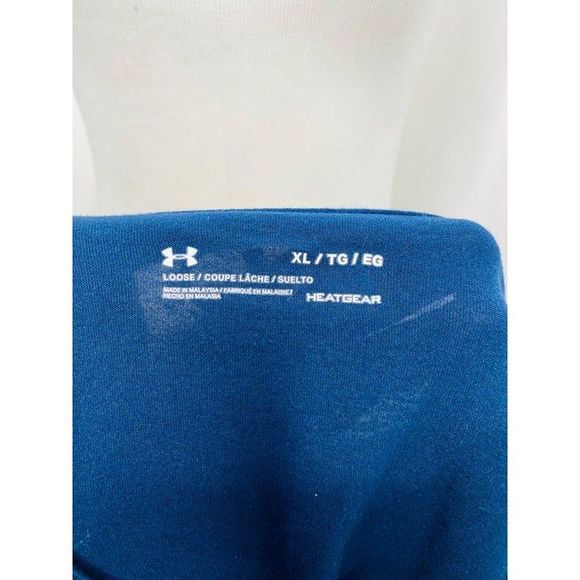 Under Armour Men’s Shirt Blue Short Sleeve Freedom Heat Gear Loose Fit Size XL - Picture 8 of 10